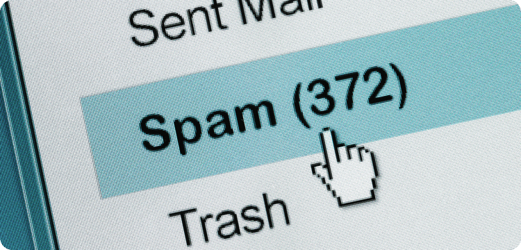 Ilustración de una bandeja de correo no deseado o spam en referencia a evitar el uso de palabras desencadenantes de spam en campañas de email