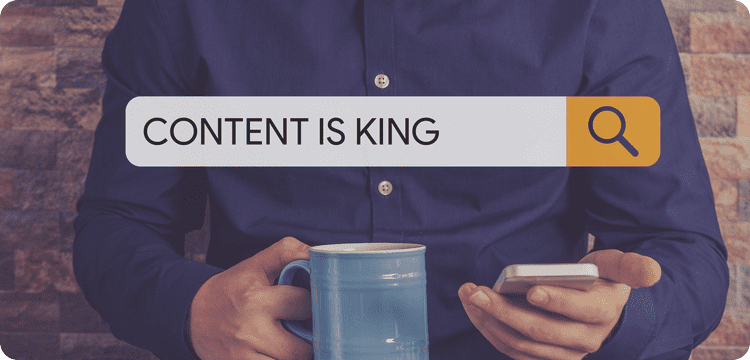 Ilustración con frase de "el contenido es el rey" en referencia a la importancia del contenido en las estrategias de marketing de una empresa