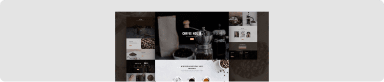 Imagen de Coffee Shop template de Elegant Themes como ejemplo de template para landing pages efectivas