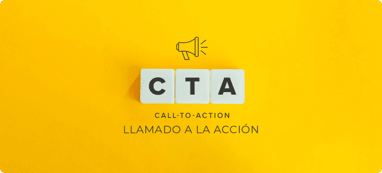 Ilustración de fichas armando la palabra CTA o llamado a la acción