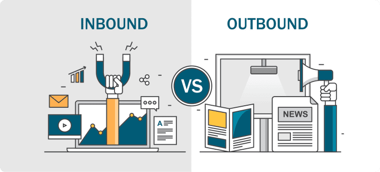 Ilustración en referencia a las diferencias entre Inbound y Outbound marketing