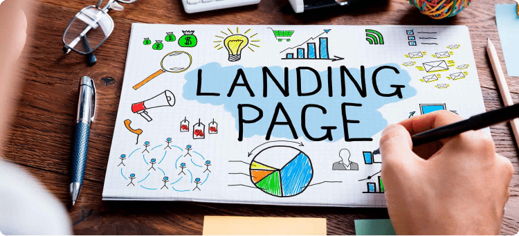 Ilustración de landings pages en referencia a la definición de landing page