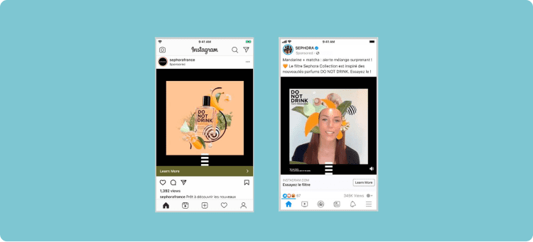 Ilustración de anuncios de Sephora en referencia a los mejores ejemplos de publicidad en Instagram
