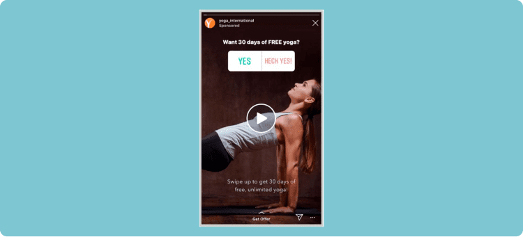 Ilustración de anuncios de Yoga Internacional en referencia a los mejores ejemplos de publicidad en Instagram