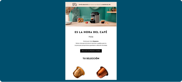 Ilustración en referencia a Nespresso como idea de ejemplos de diseño de email marketing