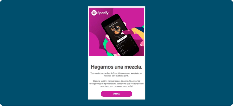  Ilustración en referencia a Spotify como idea de ejemplos de diseño de email marketing