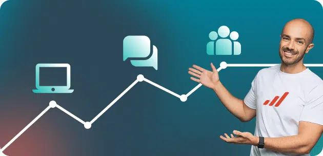Representación visual del crecimiento de ventas a través de canales digitales como ecommerce, mensajería y redes sociales