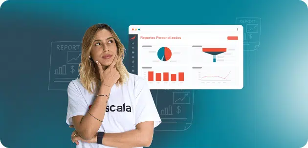 Mujer analizando reportes de ventas personalizados para evaluar el rendimiento comercial y tomar decisiones estratégicas